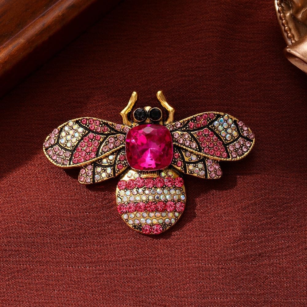 image:imageRhinestone Crystal Bee Pin Brooch Statement Imitation Pearls Bee Brooch Shiny Rhinestone Beaded Insect Pin Jewelry Vintage Clothes DecorationPink