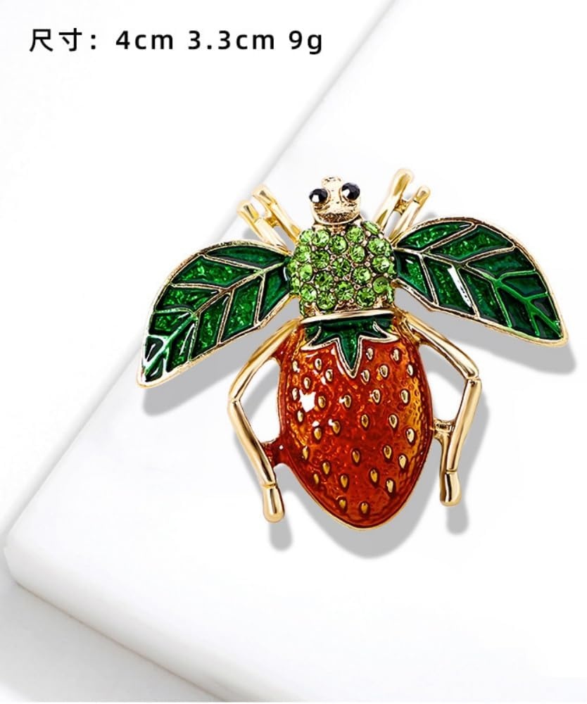 image:imageRhinestone Crystal Bee Pin Brooch Statement Imitation Pearls Bee Brooch Shiny Rhinestone Beaded Insect Pin Jewelry Vintage Clothes DecorationStrawberry