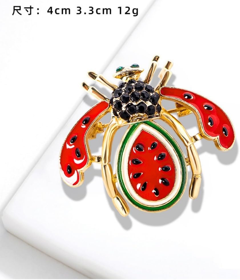 image:imageRhinestone Crystal Bee Pin Brooch Statement Imitation Pearls Bee Brooch Shiny Rhinestone Beaded Insect Pin Jewelry Vintage Clothes DecorationWatermelon