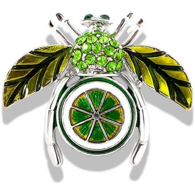image:imageRhinestone Crystal Bee Pin Brooch Statement Imitation Pearls Bee Brooch Shiny Rhinestone Beaded Insect Pin Jewelry Vintage Clothes DecorationGreen Lemon