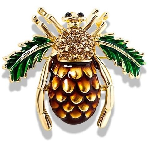 image:imageRhinestone Crystal Bee Pin Brooch Statement Imitation Pearls Bee Brooch Shiny Rhinestone Beaded Insect Pin Jewelry Vintage Clothes DecorationPine Cone