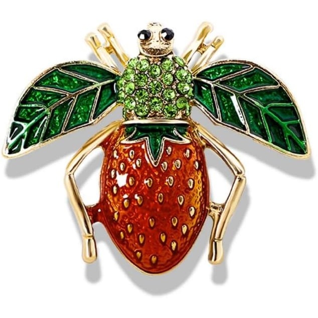 image:imageRhinestone Crystal Bee Pin Brooch Statement Imitation Pearls Bee Brooch Shiny Rhinestone Beaded Insect Pin Jewelry Vintage Clothes DecorationStrawberry