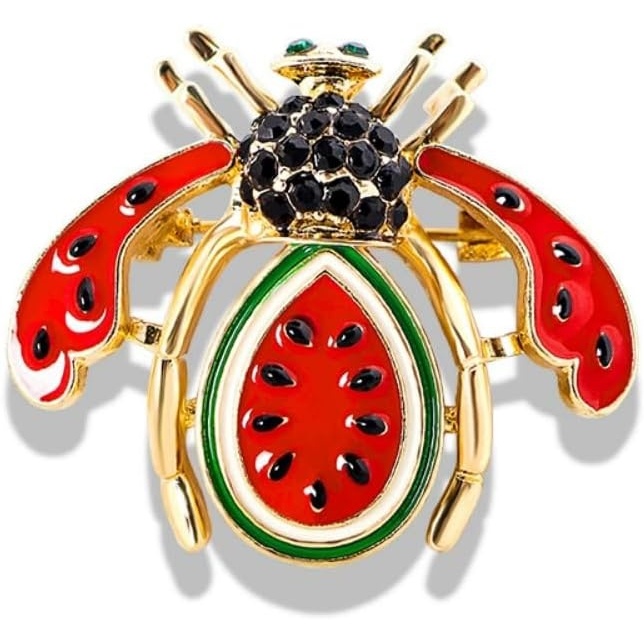 image:imageRhinestone Crystal Bee Pin Brooch Statement Imitation Pearls Bee Brooch Shiny Rhinestone Beaded Insect Pin Jewelry Vintage Clothes DecorationWatermelon