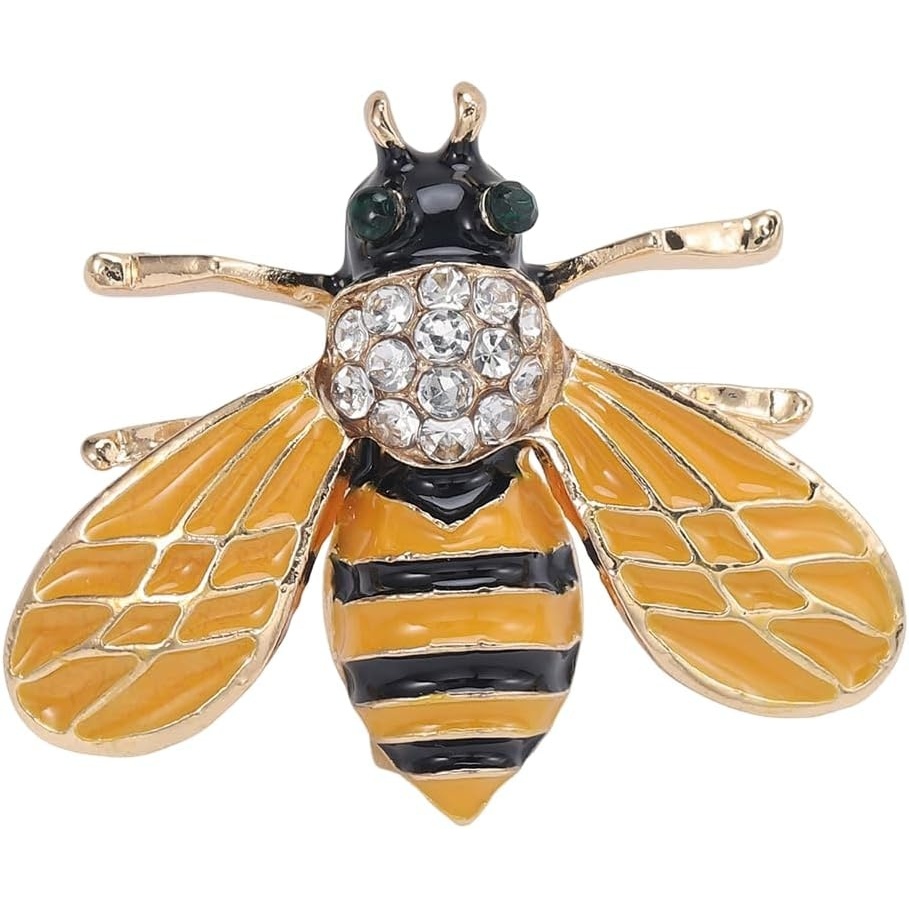 image:imageRhinestone Crystal Bee Pin Brooch Statement Imitation Pearls Bee Brooch Shiny Rhinestone Beaded Insect Pin Jewelry Vintage Clothes DecorationYellow