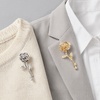 image:image2 Pcs Rose Flower Brooch Pin Set for Women Zinc Alloygold