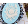 image:imageAlilang Vintage Inspired Antique Reproduct Rose Pink Crystal Flower Cameo Pin BroochBlue