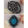 image:imageAlilang Vintage Inspired Antique Reproduct Rose Pink Crystal Flower Cameo Pin BroochBlue Green