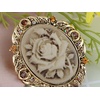 image:imageAlilang Vintage Inspired Antique Reproduct Rose Pink Crystal Flower Cameo Pin BroochGold