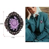 image:imageAlilang Vintage Inspired Antique Reproduct Rose Pink Crystal Flower Cameo Pin BroochPurple