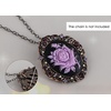 image:imageAlilang Vintage Inspired Antique Reproduct Rose Pink Crystal Flower Cameo Pin BroochPurple