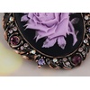 image:imageAlilang Vintage Inspired Antique Reproduct Rose Pink Crystal Flower Cameo Pin BroochPurple