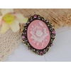 image:imageAlilang Vintage Inspired Antique Reproduct Rose Pink Crystal Flower Cameo Pin BroochRose Pink
