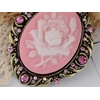 image:imageAlilang Vintage Inspired Antique Reproduct Rose Pink Crystal Flower Cameo Pin BroochRose Pink