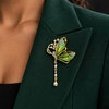 image:imageCrystal Green Butterfly Brooch Pin For Women Vest Blazer Suit Jacket Jeweled Butterfly Green Glass Wings Lapel Brooch Elegant Feminine Suit Pin For Her Women Girls Backpack Hat Decoration Sparkling Insect Jewelry Accessories Fashion Gift For Girl Women