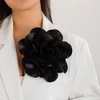 image:imageDainty Satin Fabric Rose Flower Brooches 75in Extra Large Big Camellia Flower Brooches Lapel Pins for Women Wedding Party Dance Dress Clothes AccessoriesBlack