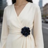image:imageDainty Satin Fabric Rose Flower Brooches 75in Extra Large Big Camellia Flower Brooches Lapel Pins for Women Wedding Party Dance Dress Clothes AccessoriesBlue