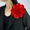 image:imageDainty Satin Fabric Rose Flower Brooches 75in Extra Large Big Camellia Flower Brooches Lapel Pins for Women Wedding Party Dance Dress Clothes AccessoriesRed