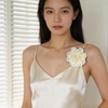 image:imageDainty Satin Fabric Rose Flower Brooches 75in Extra Large Big Camellia Flower Brooches Lapel Pins for Women Wedding Party Dance Dress Clothes AccessoriesBeige