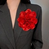 image:imageDainty Satin Fabric Rose Flower Brooches 75in Extra Large Big Camellia Flower Brooches Lapel Pins for Women Wedding Party Dance Dress Clothes AccessoriesRed