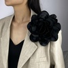 image:imageDainty Satin Fabric Rose Flower Brooches 75in Extra Large Big Camellia Flower Brooches Lapel Pins for Women Wedding Party Dance Dress Clothes AccessoriesBlack