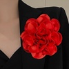 image:imageDainty Satin Fabric Rose Flower Brooches 75in Extra Large Big Camellia Flower Brooches Lapel Pins for Women Wedding Party Dance Dress Clothes AccessoriesRed