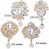 image:imageEzing 4 Pieces Lot Large Big Silver Gold Plated Assorted Crystal Rhinestones Brooch Pins SetA
