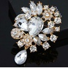 image:imageEzing 4 Pieces Lot Large Big Silver Gold Plated Assorted Crystal Rhinestones Brooch Pins SetA