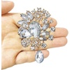 image:imageEzing 4 Pieces Lot Large Big Silver Gold Plated Assorted Crystal Rhinestones Brooch Pins SetA