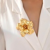image:imageGold Chunky Hammered Hollow Flower Brooch Pin for WomenLarge Dainty Sweet Textured Floral Statement Lapel Pin Modern Minimalist Jewelry AccessoryGolden1