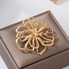 image:imageGold Chunky Hammered Hollow Flower Brooch Pin for WomenLarge Dainty Sweet Textured Floral Statement Lapel Pin Modern Minimalist Jewelry AccessoryGolden2
