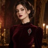 image:imageGothic Rose Brooch for Women Red Victorian Statement Brooch Pin