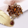 image:imageLAXPICOL Wedding Bridal Big Brown Crystal Rhinestone Bouquet Brooch Pin for Women Golden ToneBrown