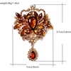 image:imageLAXPICOL Wedding Bridal Big Brown Crystal Rhinestone Bouquet Brooch Pin for Women Golden ToneBrown
