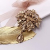 image:imageLAXPICOL Wedding Bridal Big Brown Crystal Rhinestone Bouquet Brooch Pin for Women Golden ToneBrown