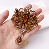 image:imageLAXPICOL Wedding Bridal Big Brown Crystal Rhinestone Bouquet Brooch Pin for Women Golden ToneBrown