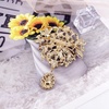 image:imageLAXPICOL Wedding Bridal Big Brown Crystal Rhinestone Bouquet Brooch Pin for Women Golden TonePurple