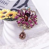 image:imageLAXPICOL Wedding Bridal Big Brown Crystal Rhinestone Bouquet Brooch Pin for Women Golden TonePurple
