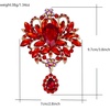 image:imageLAXPICOL Wedding Bridal Big Brown Crystal Rhinestone Bouquet Brooch Pin for Women Golden ToneRed