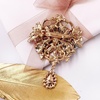 image:imageLAXPICOL Wedding Bridal Big Brown Crystal Rhinestone Bouquet Brooch Pin for Women Golden Toneblue