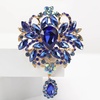 image:imageLAXPICOL Wedding Bridal Big Brown Crystal Rhinestone Bouquet Brooch Pin for Women Golden Toneblue