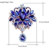 image:imageLAXPICOL Wedding Bridal Big Brown Crystal Rhinestone Bouquet Brooch Pin for Women Golden Toneblue