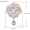 image:imageLAXPICOL Wedding Bridal Big Brown Crystal Rhinestone Bouquet Brooch Pin for Women Golden Tonegold