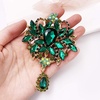 image:imageLAXPICOL Wedding Bridal Big Brown Crystal Rhinestone Bouquet Brooch Pin for Women Golden Tonegreen
