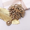 image:imageLAXPICOL Wedding Bridal Big Brown Crystal Rhinestone Bouquet Brooch Pin for Women Golden Tonegreen