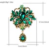 image:imageLAXPICOL Wedding Bridal Big Brown Crystal Rhinestone Bouquet Brooch Pin for Women Golden Tonegreen