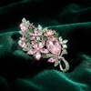 image:imagePin with Rhinestone Brooch Crystal Floral Bouquet Brooch with Teardrop Gem Elegant Lapel Pin for Dress Coat Scarf Spring Jewelry Gifts for Women