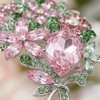 image:imagePin with Rhinestone Brooch Crystal Floral Bouquet Brooch with Teardrop Gem Elegant Lapel Pin for Dress Coat Scarf Spring Jewelry Gifts for Women