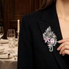 image:imagePin with Rhinestone Brooch Crystal Floral Bouquet Brooch with Teardrop Gem Elegant Lapel Pin for Dress Coat Scarf Spring Jewelry Gifts for Women