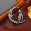 image:imageRhinestone Cat on the Moon Brooch Pin for Women Girls Vintage AB Crystal Animal Kitten Crescent Celestial Brooches Lapel Pins Dainty Exaggerated Christmas Easter Jewelry Unisex Gift