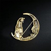 image:imageRhinestone Cat on the Moon Brooch Pin for Women Girls Vintage AB Crystal Animal Kitten Crescent Celestial Brooches Lapel Pins Dainty Exaggerated Christmas Easter Jewelry Unisex Gift